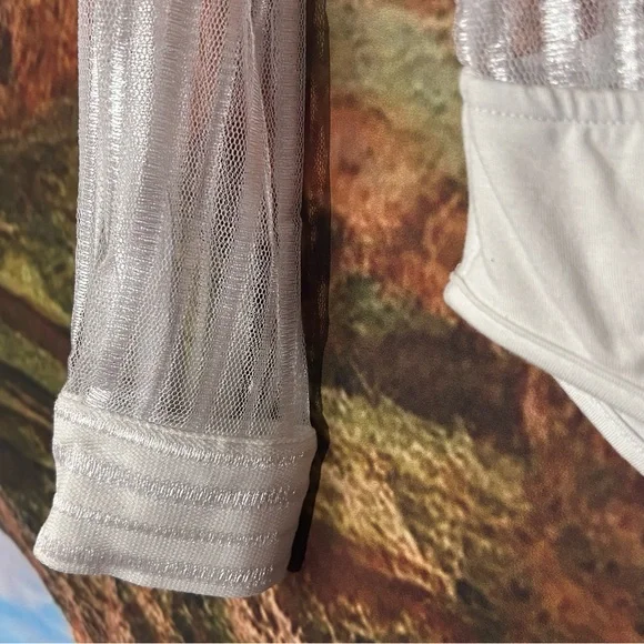 Dila Sheer Stripped Bodysuit in White by Superdown - Picture 14 of 14